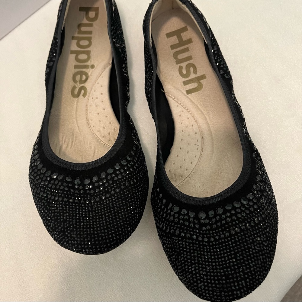 Hush Puppies black sparkly flats